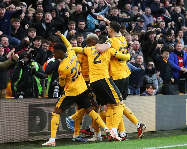 stock image Matt Doherty of Wolverhampton Wanderers celebrates his goal to make it 2-0 to Wolverhampton Wanderers, during the Premier League match Wolverhampton Wanderers vs Chelsea at Molineux, Wolverhampton, United Kingdom, 24th December 202