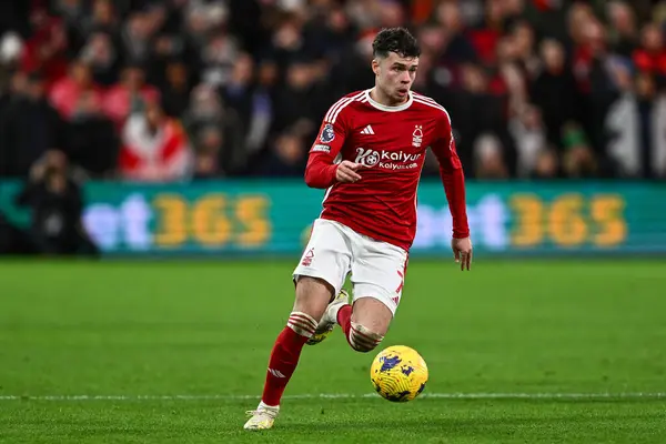 stock image Neco Williams of Nottingham Forest makes a break with the ball during the Premier League match Nottingham Forest vs Bournemouth at City Ground, Nottingham, United Kingdom, 23rd December 202