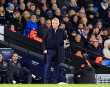 Sheffield United 'ın Chris Wilder teknik direktörü, Premier League maçında Manchester City - Sheffield United maçı sırasında Etihad Stadyumu, Manchester, İngiltere, 30 Aralık 202