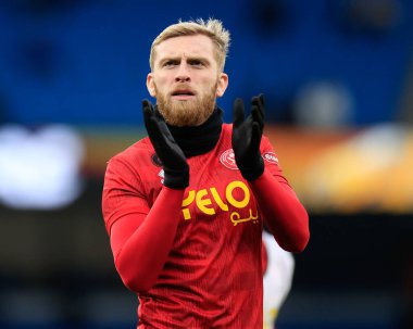 Sheffield United takımından Oliver McBurnie 30 Aralık 202 'de Etihad Stadyumu' nda oynanan Premier League maçında Sheffield United taraftarlarını alkışlıyor.