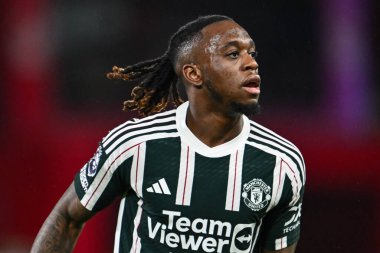 Manchester United 'dan Aaron Wan-Bissaka Premier Lig maçı sırasında Nottingham Forest Manchester United' a karşı City Ground, Nottingham, İngiltere, 30 Aralık 202