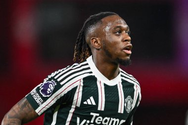 Manchester United 'dan Aaron Wan-Bissaka Premier Lig maçı sırasında Nottingham Forest Manchester United' a karşı City Ground, Nottingham, İngiltere, 30 Aralık 202