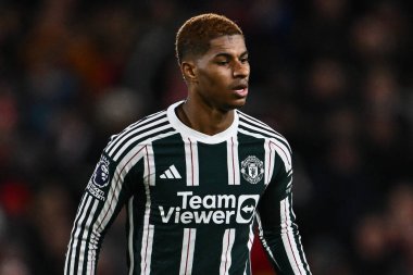 Manchester United 'dan Marcus Rashford Premier League maçı sırasında Nottingham Forest Manchester United' a karşı City Ground, Nottingham, İngiltere 'de 30 Aralık 202