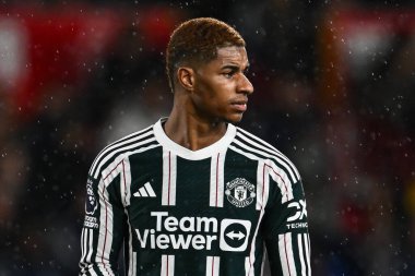 Manchester United 'dan Marcus Rashford Premier League maçı sırasında Nottingham Forest Manchester United' a karşı City Ground, Nottingham, İngiltere 'de 30 Aralık 202