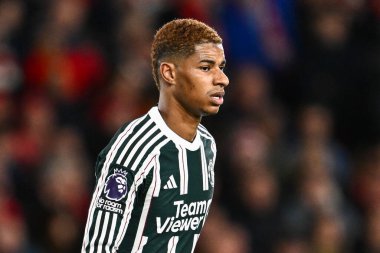 Manchester United 'dan Marcus Rashford Premier League maçı sırasında Nottingham Forest Manchester United' a karşı City Ground, Nottingham, İngiltere 'de 30 Aralık 202