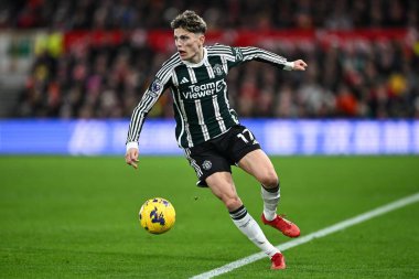 Manchester United takımından Alejandro Garnacho 30 Aralık 202 'de Nottingham Forest Manchester United' a karşı City Ground, Nottingham, İngiltere 'de oynanan Premier League maçında