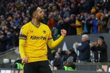 Wolverhampton Wanderers 'dan Matheus Cunha # 12 Premier League maçında Wolverhampton Everton ile Molineux, Wolverhampton, İngiltere' de 30 Aralık 202 'de oynanan maçta takımının 1-0 kazanmasını kutluyor.