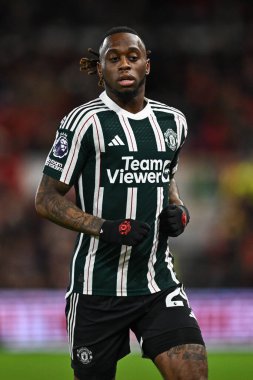 Manchester United 'dan Aaron Wan-Bissaka Premier Lig maçı sırasında Nottingham Forest Manchester United' a karşı City Ground, Nottingham, İngiltere, 30 Aralık 202