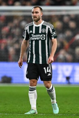 Manchester United takımından Christian Eriksen Premier League maçında Nottingham Forest, Manchester United 'a karşı City Ground, Nottingham, İngiltere' de 30 Aralık 202 'de