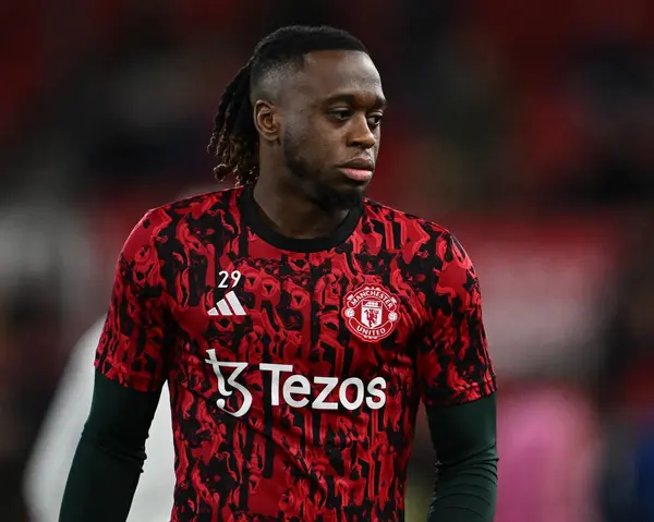 Aaron Wan Bissaka Manchester United Pregame Warmup Session Premier League — Stock Photo, Image