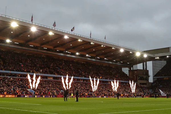 Pirotecnia Villa Park Durante Partido Premier League Aston Villa Burnley — Foto de Stock