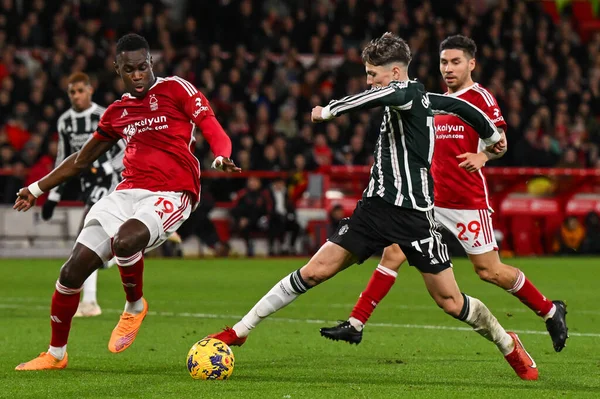 stock image Alejandro Garnacho of Manchester United makes a break with the ball during the Premier League match Nottingham Forest vs Manchester United at City Ground, Nottingham, United Kingdom, 30th December 202