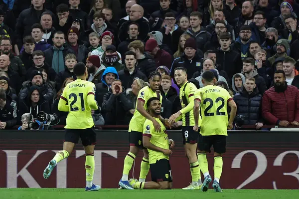 stock image Lyle Foster of Burnley celebrates his goal to make it 2-2 during the Premier League match Aston Villa vs Burnley at Villa Park, Birmingham, United Kingdom, 30th December 202