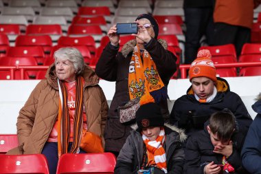 Blackpool taraftarları, Birleşik Krallık 'ın Nottingham Forest-Blackpool maçı sırasında 7 Ocak 202' de Birleşik Krallık 'ın Nottingham City Ground kentine geldiler.