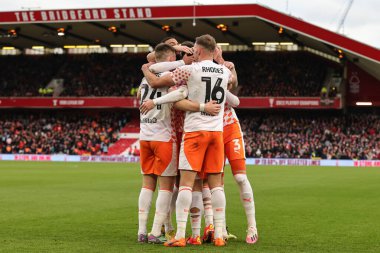 Blackpool 'dan Albie Morgan, 7 Ocak 202 tarihinde Nottingham City Ground, Nottingham, İngiltere' de oynanan üçüncü tur şampiyonluk maçında 0-2 'lik galibiyetini kutluyor.