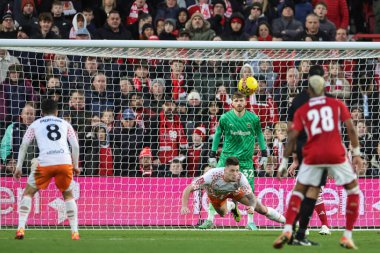 Blackpool 'dan Oliver Casey, 7 Ocak 202' de Nottingham Forest 'a karşı Blackpool, İngiltere' nin başkenti Nottingham 'da oynanan 3.