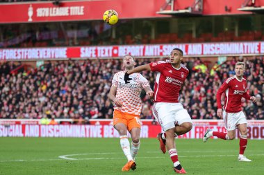 Blackpool 'dan Jordan Rhodes ve Nottingham Ormanı' ndan Murillo, 7 Ocak 202 'de Nottingham City Ground, Nottingham, İngiltere' deki Nottingham Forest 'a karşı oynanan üçüncü tur karşılaşmasında top için mücadele ettiler.