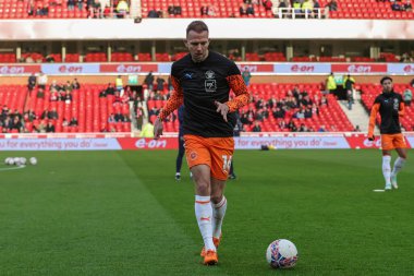Blackpool 'dan Jordan Rhodes, Birleşik Krallık' ın Nottingham City Ground kentinde oynanan Üçüncü tur Nottingham Forest - Blackpool maçı sırasında oynanan maç öncesi ısınma maçında, 7 Ocak 202