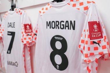 Blackpool 'lu Albie Morgan' ın gömleğindeki Emirates FA Cup rozeti, Birleşik Krallık 'ın Nottingham City Ground, Nottingham, 7 Ocak 202' de oynanan 3. tur karşılaşması öncesinde Nottingham Forest 'a karşı Blackpool' da oynanacak.