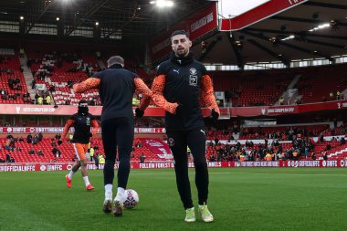 Blackpool 'dan Owen Dale, Birleşik Krallık' ın Nottingham City Ground, Nottingham kentinde oynanan Üçüncü tur Nottingham Forest - Blackpool maçı sırasında oynanan maç öncesi ısınma maçında