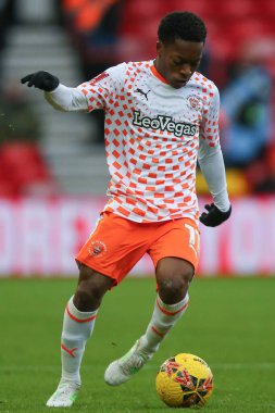 Blackpool 'dan Karamoko Dembl, Birleşik Krallık' ın Nottingham City Ground kentinde oynanan Nottingham Forest - Blackpool maçında 7 Ocak 2024