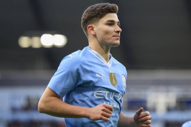 Manchester City üçüncü tur karşılaşmasında Julian Alvarez Manchester City ile Huddersfield Town arasında Etihad Stadyumu, Manchester, İngiltere, 7 Ocak 202