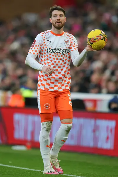 James Husband Blackpool Durante Partido Tercera Ronda Copa Emiratos Nottingham — Foto de Stock