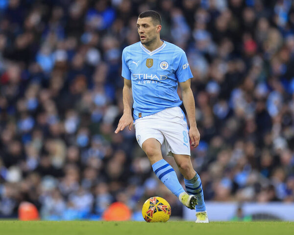 Mateo Kovacic of Manchester City controls the ball during the FA Cup Third Round match Manchester City vs Huddersfield Town at Etihad Stadium, Manchester, United Kingdom, 7th January 202