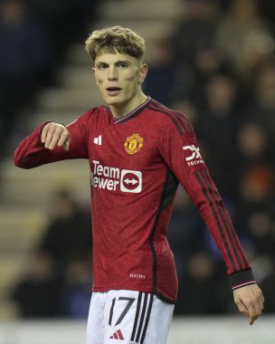 Manchester United takımından Alejandro Garnacho, Birleşik Krallık 'ın Wigan Stadyumu' nda oynanan Üçüncü tur karşılaşmasında Wigan Athletic 'e karşı Manchester United, 8 Ocak 2024