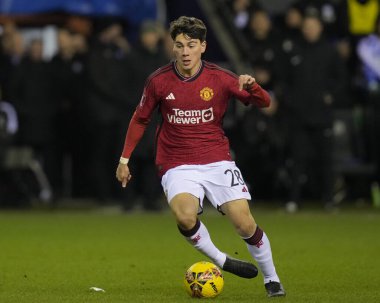 Manchester United takımından Facundo Pellistri, Birleşik Krallık 'ın başkenti Wigan Stadyumu' nda oynanan üçüncü tur karşılaşmasında Wigan Athletic 'e karşı.