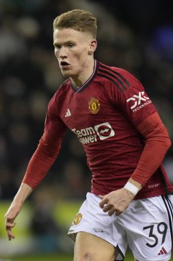 Manchester United takımından Scott McTominay, Birleşik Krallık 'ın Wigan Stadyumu' ndaki Wigan Athletic 'e karşı oynanan üçüncü tur karşılaşmasında, 8 Ocak 2024