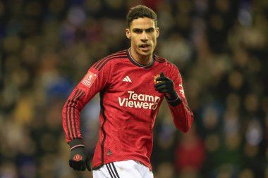 Raphael Varane of Manchester United during the Emirates FA Cup Third Round match Wigan Athletic vs Manchester United at DW Stadium, Wigan, United Kingdom, 8th January 2024 clipart
