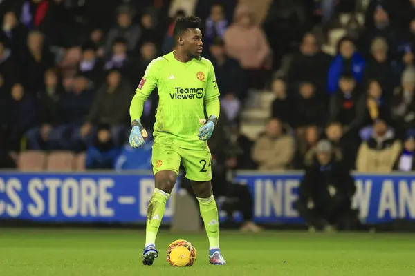 Stock image Andre Onana of Manchester United during the Emirates FA Cup Third Round match Wigan Athletic vs Manchester United at DW Stadium, Wigan, United Kingdom, 8th January 2024