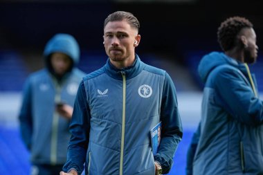 Aston Villa 'dan Matty Cash, Premier Lig maçı sırasında Everton ve Aston Villa' ya karşı Goodison Park, Liverpool, Birleşik Krallık 'ta 14 Ocak 2024' te geldi. 