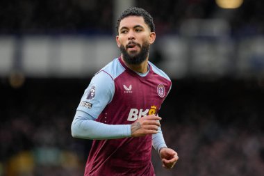 Aston Villa takımından Douglas Luiz Premier Lig maçında Everton, Aston Villa 'ya karşı Goodison Park, Liverpool, Birleşik Krallık, 14 Ocak 202