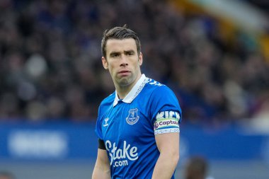 Everton 'dan Seamus Coleman Premier Lig karşılaşmasında Everton, Aston Villa' ya karşı Goodison Park, Liverpool, Birleşik Krallık, 14 Ocak 2024 