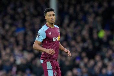Aston Villa takımından Ollie Watkins Premier Lig maçında Everton, Aston Villa 'ya karşı Goodison Park, Liverpool, Birleşik Krallık' ta 14 Ocak 2024 