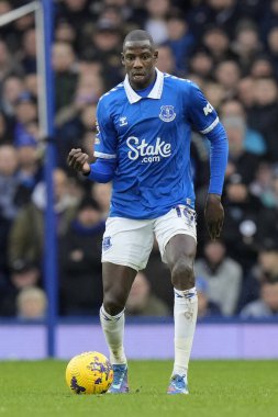 Everton 'dan Abdoulaye Doucoure Premier League maçında Everton, Aston Villa' ya karşı Goodison Park, Liverpool, Birleşik Krallık, 14 Ocak 2024 