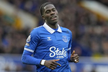 Everton 'dan Amadou Onana Premier Lig karşılaşmasında Everton, Aston Villa' ya karşı Goodison Park, Liverpool, Birleşik Krallık, 14 Ocak 2024 