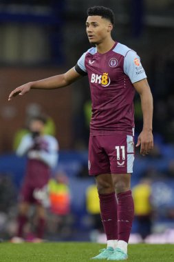 Aston Villa takımından Ollie Watkins Premier Lig maçında Everton, Aston Villa 'ya karşı Goodison Park, Liverpool, Birleşik Krallık' ta 14 Ocak 2024 