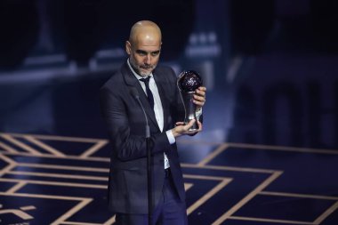 En İyi FIFA Erkekler Koçu 2023 Pep Guardiola 'nın kazananı En İyi FIFA Futbol Ödülleri 2023, Eventim Apollo, Londra, Birleşik Krallık, 15 Ocak 2024 