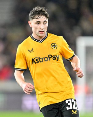 Wolverhampton Wanderers 'dan Joe Hodge, 16 Ocak 2024 tarihinde Birleşik Krallık, Wolverhampton' da Wolverhampton Wanderers 'a karşı oynanan üçüncü tur rövanş karşılaşmasında 
