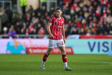 Bristol City 'den Taylor Gardner-Hickman, 16 Ocak 2024 tarihinde Bristol City, Bristol, Bristol, İngiltere' de West Ham United 'a karşı oynanan üçüncü tur müsabakası sırasında oynanacak. 