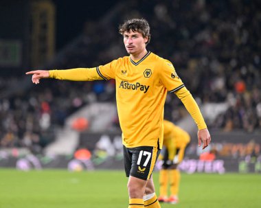 Wolverhampton Wanderers 'dan Hugo Bueno, 16 Ocak 2024 tarihinde Birleşik Krallık, Wolverhampton' da oynanan üçüncü tur rövanş karşılaşmasında Wolverhampton Wanderers, Brentford 'a karşı. 