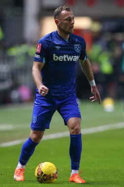 Batı Ham United 'tan Vladimir Coufal, 16 Ocak 2024 tarihinde İngiltere' nin Bristol şehrinde oynanan Bristol City - West Ham United karşılaşmasında, Emirlikler Kupası üçüncü tur rövanşı sırasında eylemde. 
