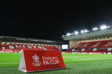 Bristol City 'nin başkenti Ashton Gate' de oynanan ve Bristol FA Cup 'ın üçüncü turu olan Bristol City - West Ham United maçının 16 Ocak 2024 tarihli Ashton Gate, Bristol, İngiltere maçı öncesinde oynanan genel bir manzara.  