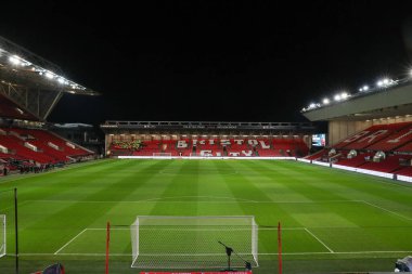 Bristol City 'nin başkenti Ashton Gate' de oynanan ve Bristol FA Cup 'ın üçüncü turu olan Bristol City - West Ham United maçının 16 Ocak 2024 tarihli Ashton Gate, Bristol, İngiltere maçı öncesinde oynanan genel bir manzara. 