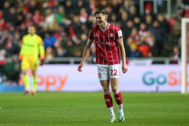 Bristol City 'den Taylor Gardner-Hickman, Bristol Gate, Bristol, İngiltere' de 16 Ocak 2024 'te oynanan Üçüncü tur Bristol City - West Ham United karşılaşmasında gülüyor. 