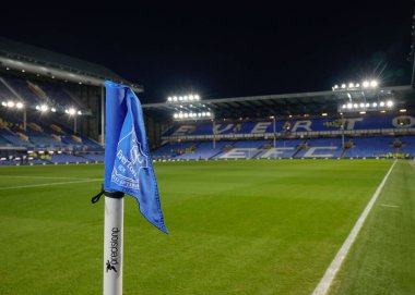 Goodison Park 'ta oynanan karşılaşma öncesinde yapılan üçüncü tur müsabakada Goodison Park, Liverpool, İngiltere' de oynanan Everton - Crystal Palace karşılaşması, 17 Ocak 202