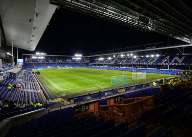 Goodison Park 'ta oynanan karşılaşma öncesinde yapılan üçüncü tur müsabakada Goodison Park, Liverpool, İngiltere' de oynanan Everton - Crystal Palace karşılaşması, 17 Ocak 202